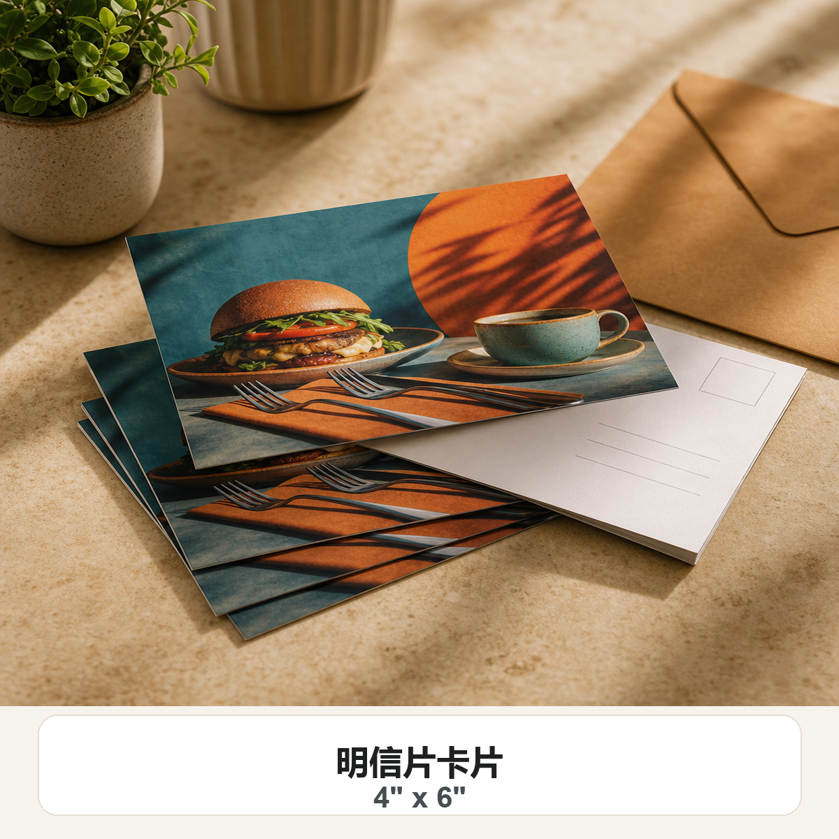 明信片卡片 4 x 6 照片实物效果图