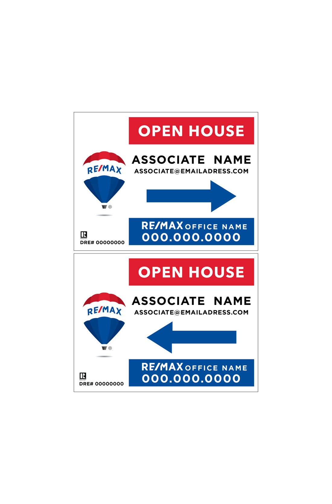 找到您的经纪公司 - RE/MAX 开放参观标牌