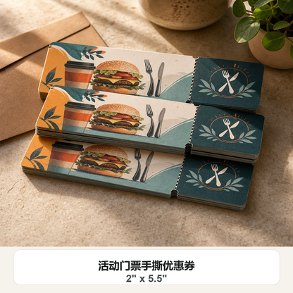 活动门票手撕优惠券 2 x 5.5 照片实物效果图