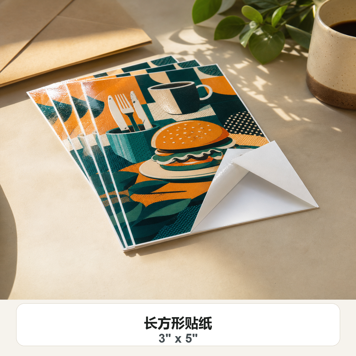 长方形贴纸 3 x 5 直角照片实物效果图