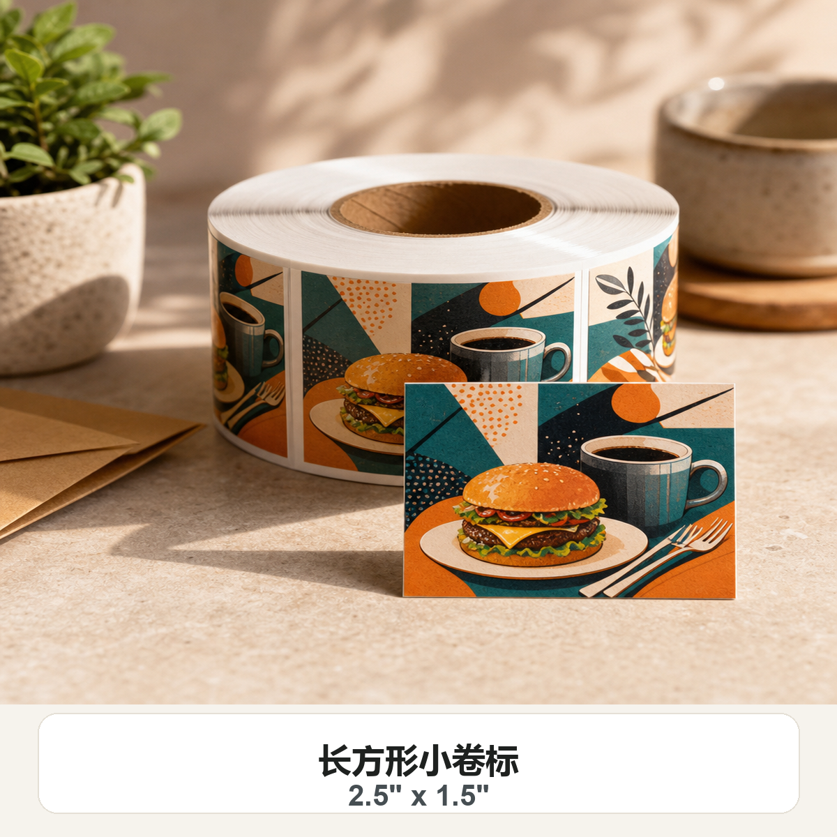 长方形小卷标 2.5 x 1.5 直角照片实物效果图