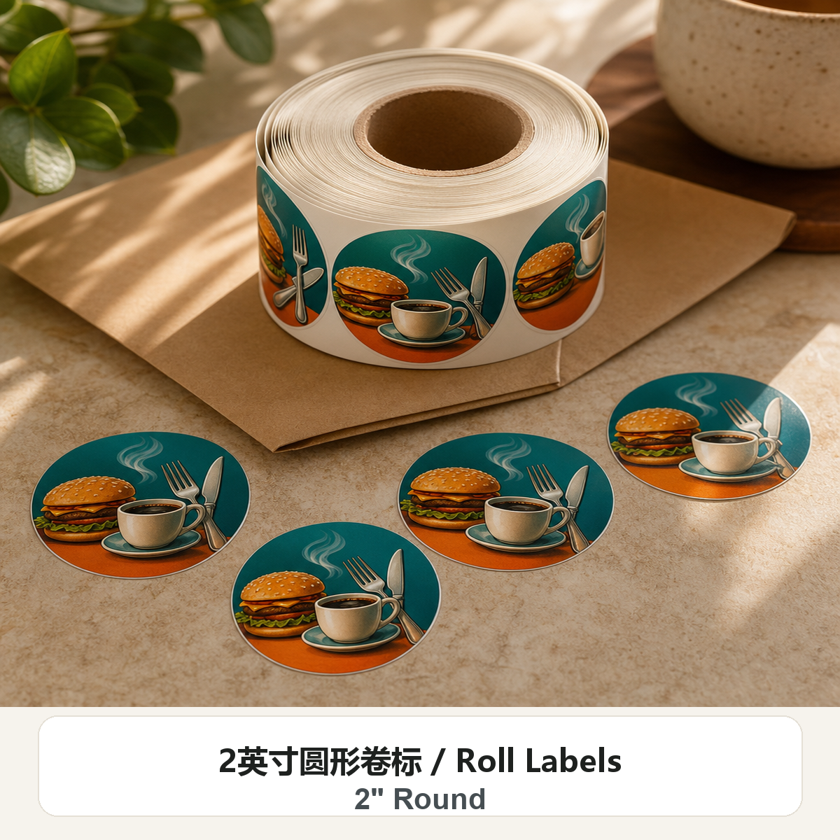 2英寸圆形卷标 2 inch round 照片实物效果图