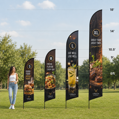 Feather Angled Flag Size Chart
