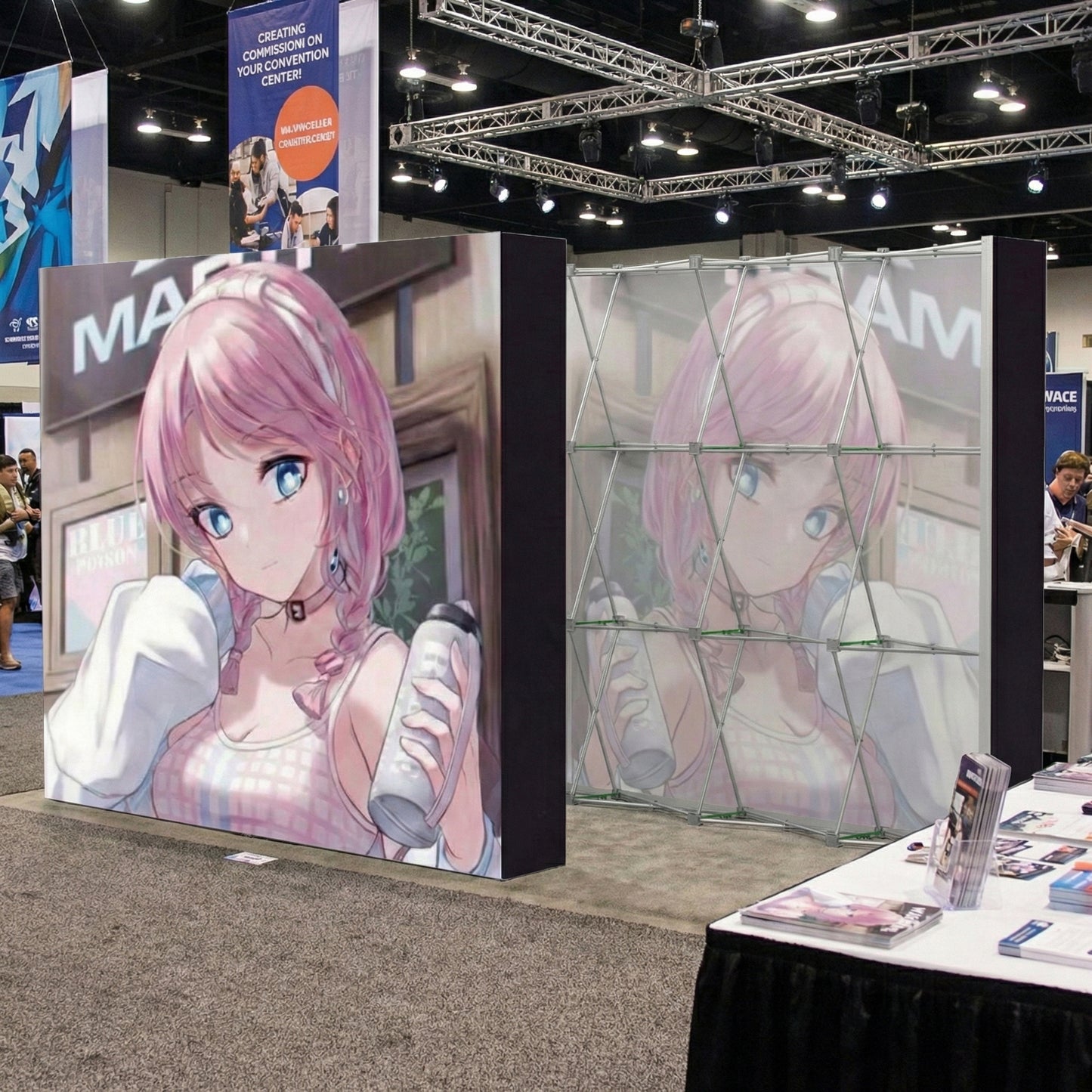 魔术贴布艺弹出式展示架
